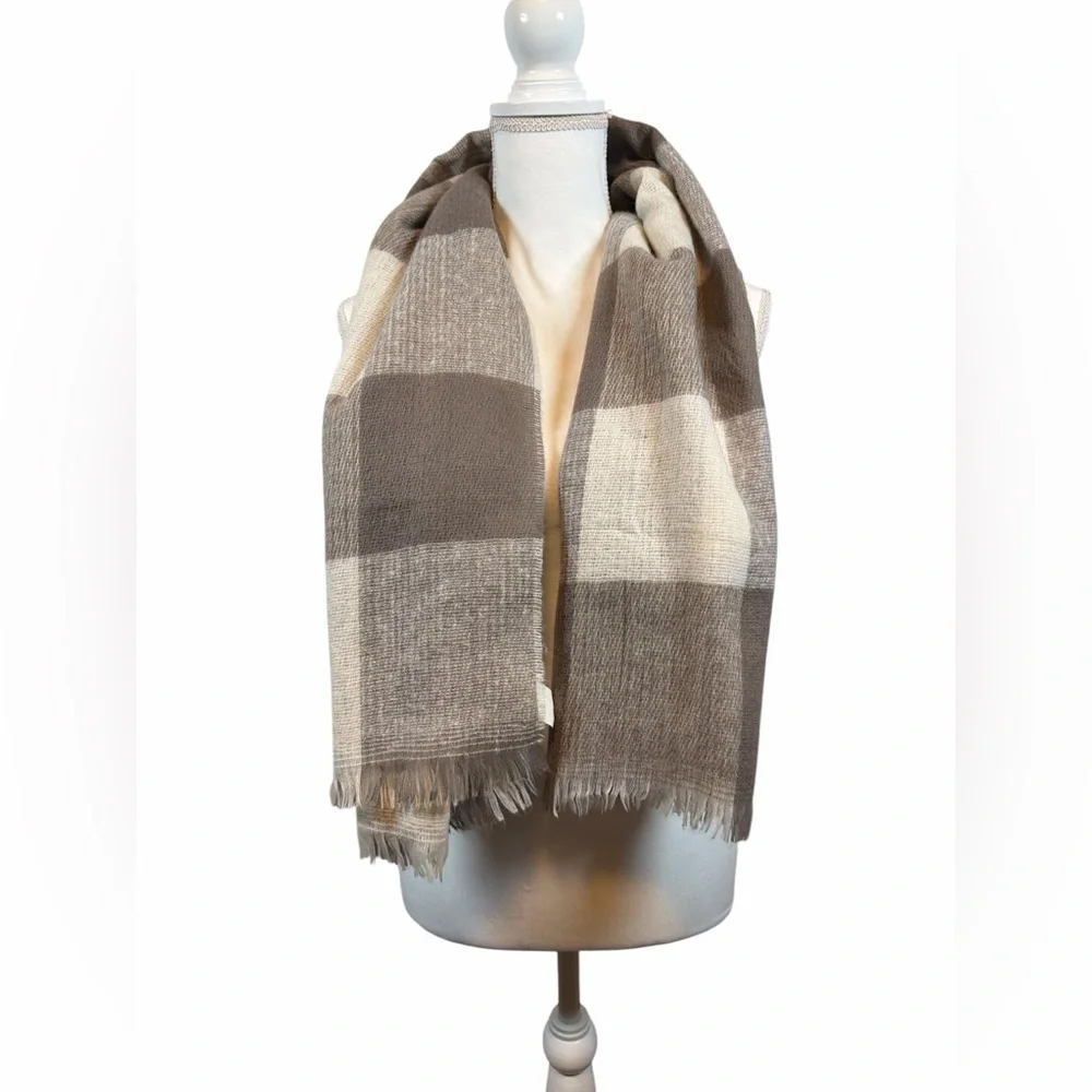 Cream Knit Scarf with Open Weave